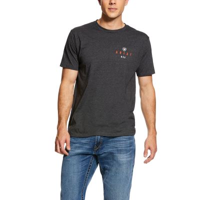 Ariat Overlap - T Shirts DiepGrijs Heren - 36686-248